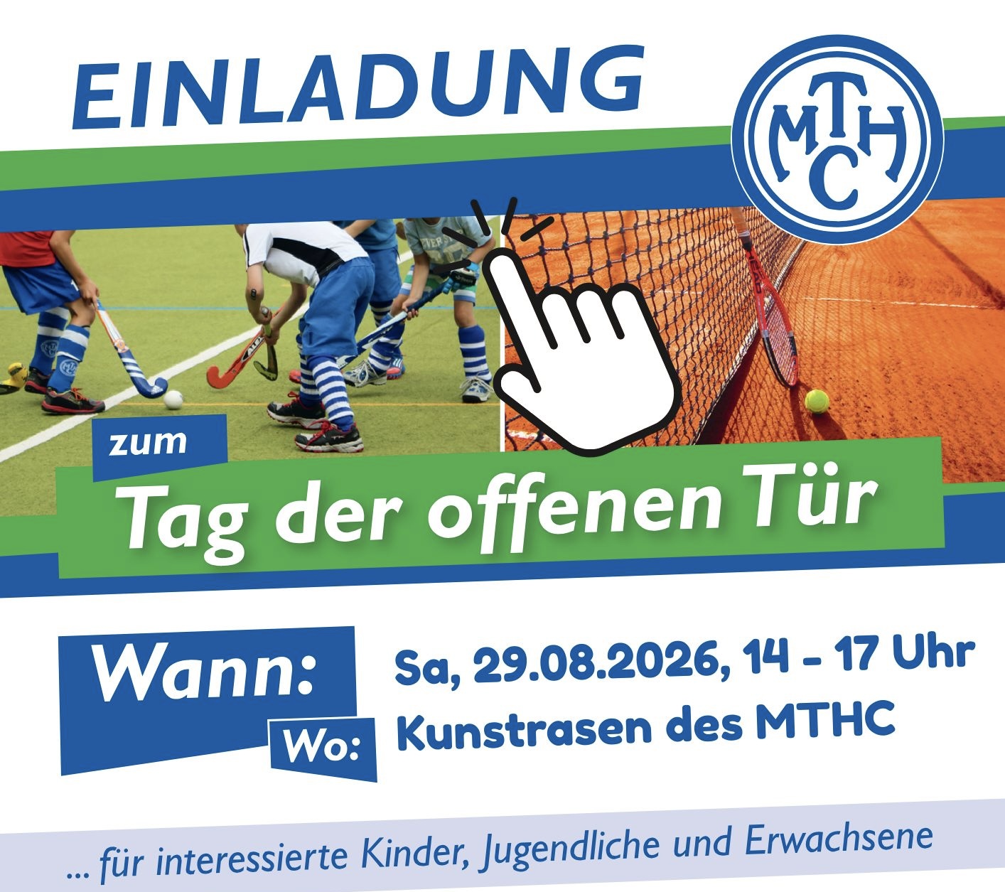 Tag der offenen Tür 2026 14 - 17 Uhr Tennis und Hockey kostenlos ausprobieren